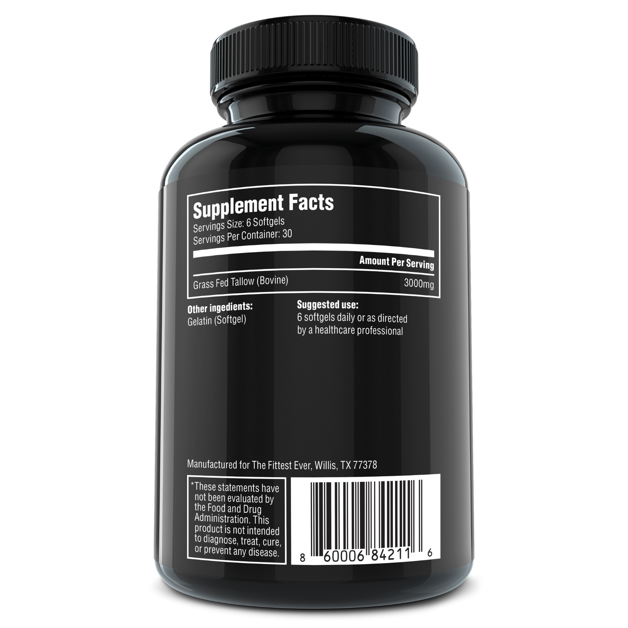 The backside of a bottle of Fuel with the supplement facts panel presented