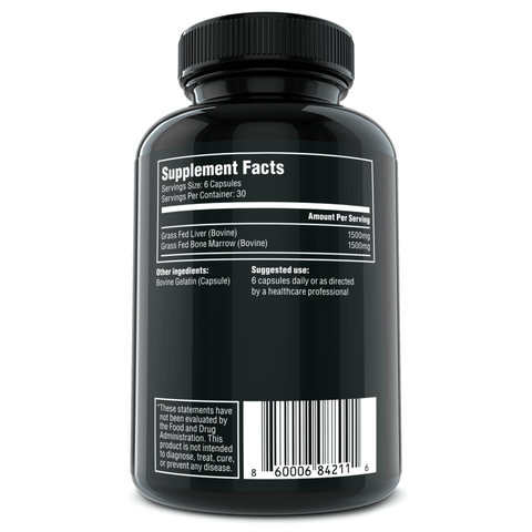 Bottle of Armor showing the back label with supplement facts panel for view