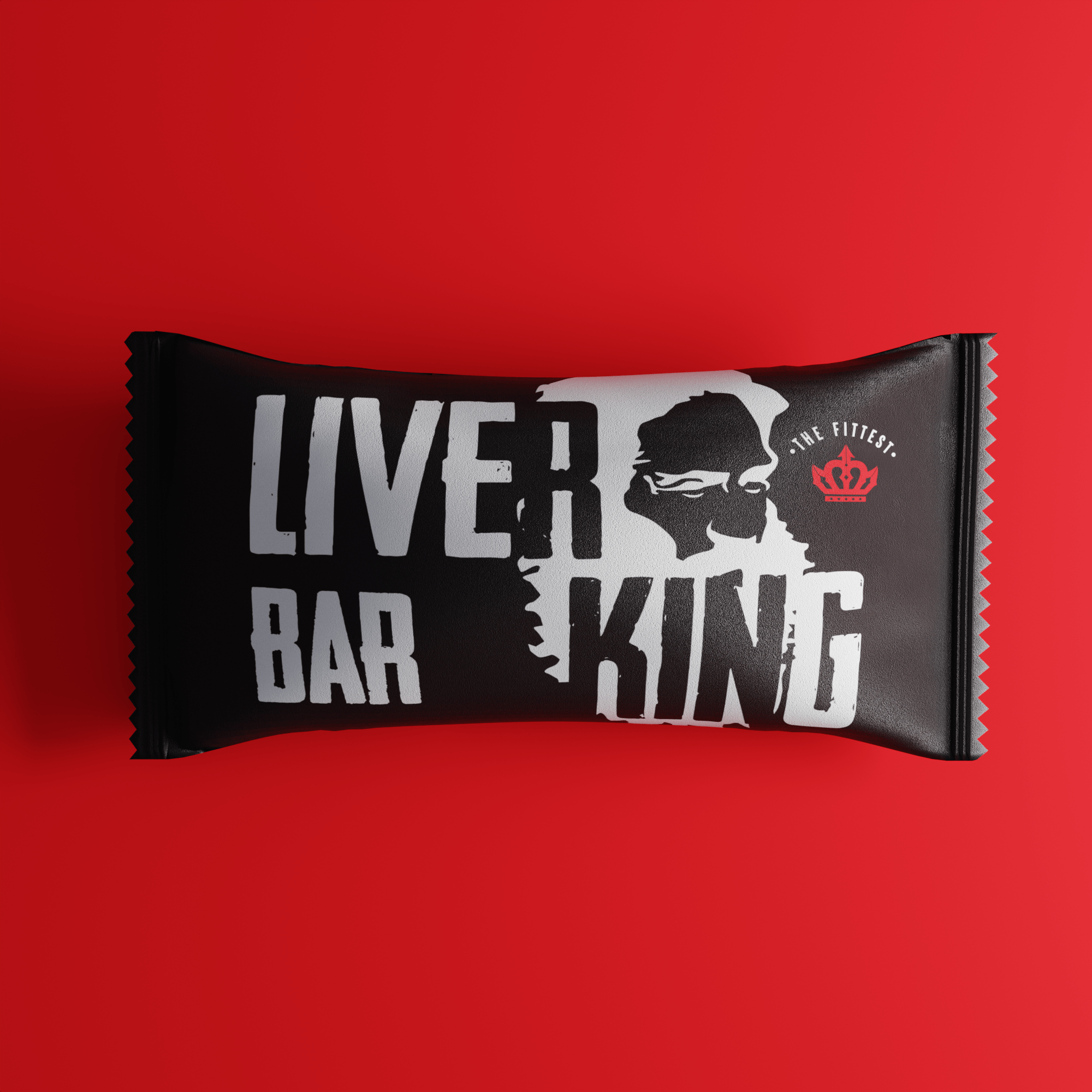 Liver King bar in front of a red background