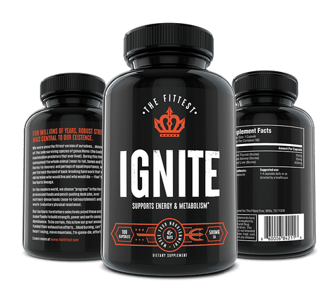 Trio of Ignite bottles showing all sides of the label